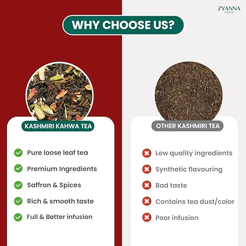 Miniatura 6 de Zyanna Té Kahwa Kashmiri  Bolsas de té verde desintoxicante de hierbas (40 tazas20 bolsitas de té) especias indias naturales  cardamomo, canela,