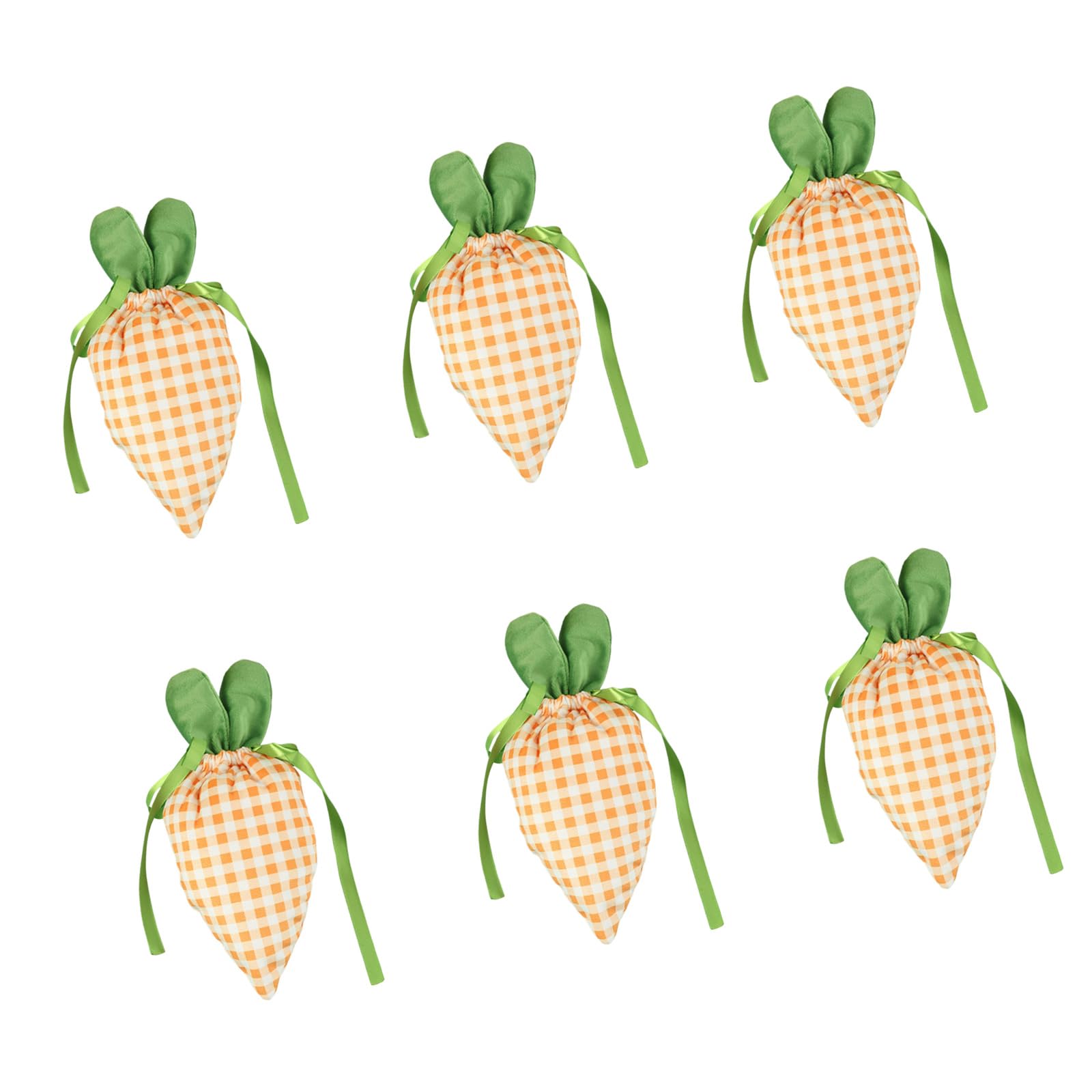 hogtnd Pack of 6 Rabbit Ears Carrot Shape Fabric Candy Bags with Drawstring, Biscuit Candy Bags, Party Treat Bags for Wrapping Gifts, Biscuits, Sweets, Drawstring Closure, for
