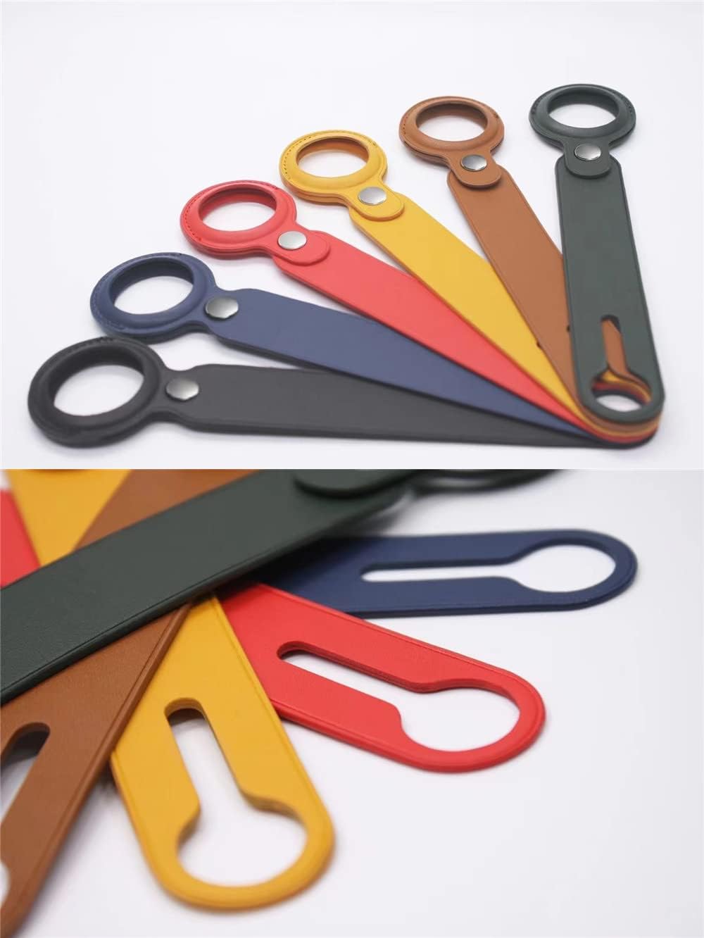 2 pack winsinn pu leather for loop airtag holder air tag case no need keychain compatible with apple new airtag dog collar yellow