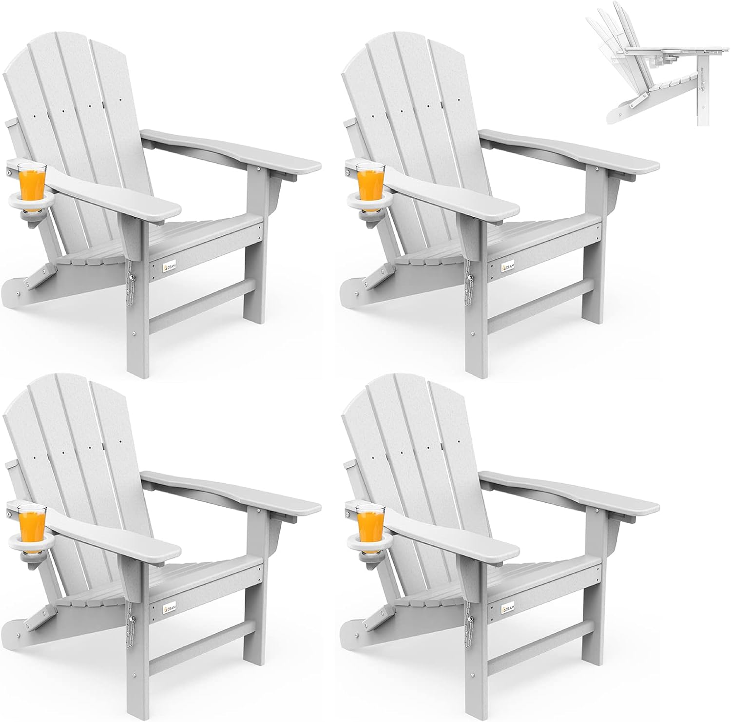 Mdeam Folding Adirondack Chairs Set of 4 Adjustable