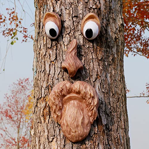 Eiiorpo Tree Faces Decor Outdoor Large,15 Inch Tree Face Statues Upgrade Plus Size Old Man Tree Hugger Bark Ghost Face Decor Funny Yard Art Garden Decorations For Easter Halloween Creative Props (A) #TOP5