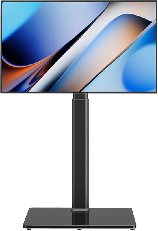 Universal TV Floor Stand with Mount for 27 to 65 inch TVs,Swivel Standing TV Stand with 9 Level Height Adjustable,Space Saving Design Tall TV Stand for Living Room/Bedroom/Dorm/Corner Black