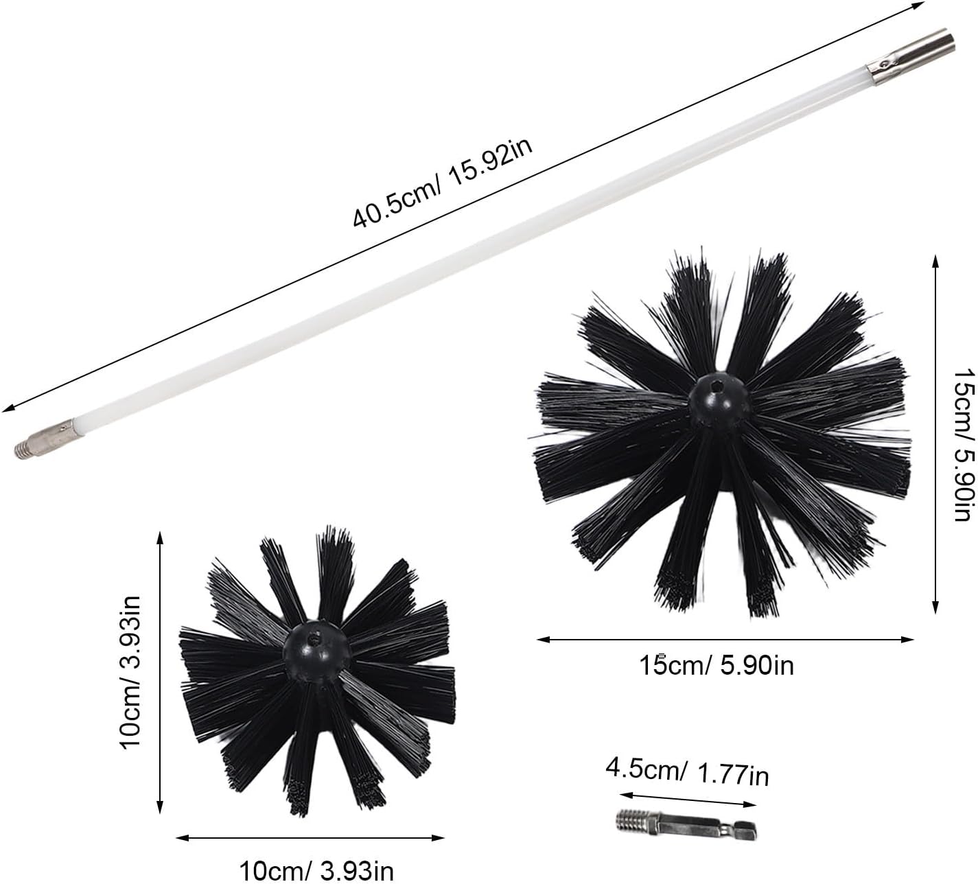 Ipetboom Fireplace Chimney Cleaning Brush Kit Includes 6-inch and 4-inch 16 Feet with 12 Flexible Plastic Rods Versatile Brush Heads for Professional and Household Use