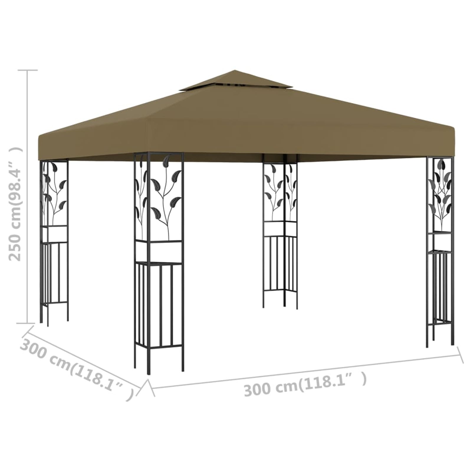 Gazebo 3x3 m Grigio Talpa 180 g/m²,Gazebo Pergola Con Telo Impermeabile Richiudibile E Struttura Rettangolare In Acciaio Inossidabile Ad Alta Densità,Per Arredo Giardino,Terrazzo e Attività Comm