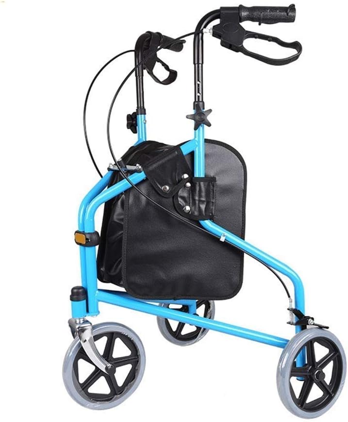 Generic Brands Walker Adjustable Height with Handle Brake Drive Walkers Assisted Trolley Shopping Cart Folding Three Wheeled for The Elderly and Adults