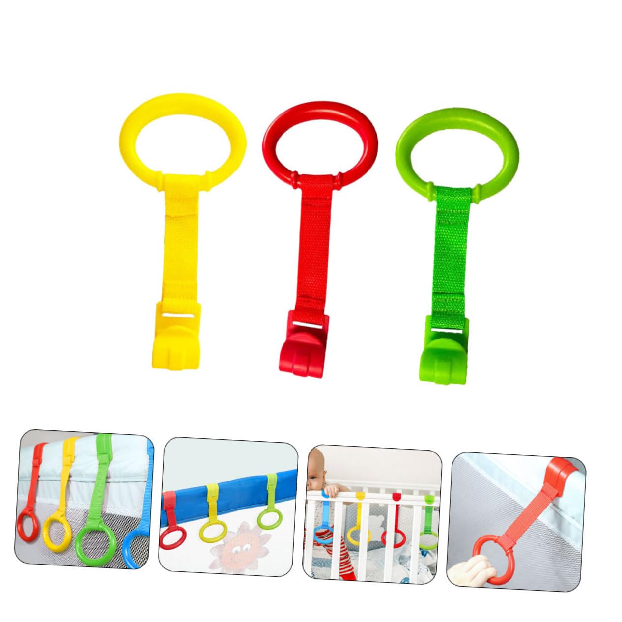 ROMISBABA Baby Bed Hand Rings 6pcs Walking Tool Baby Harness for Walking Stand up Assist Rings Great for Indoor Gym Play