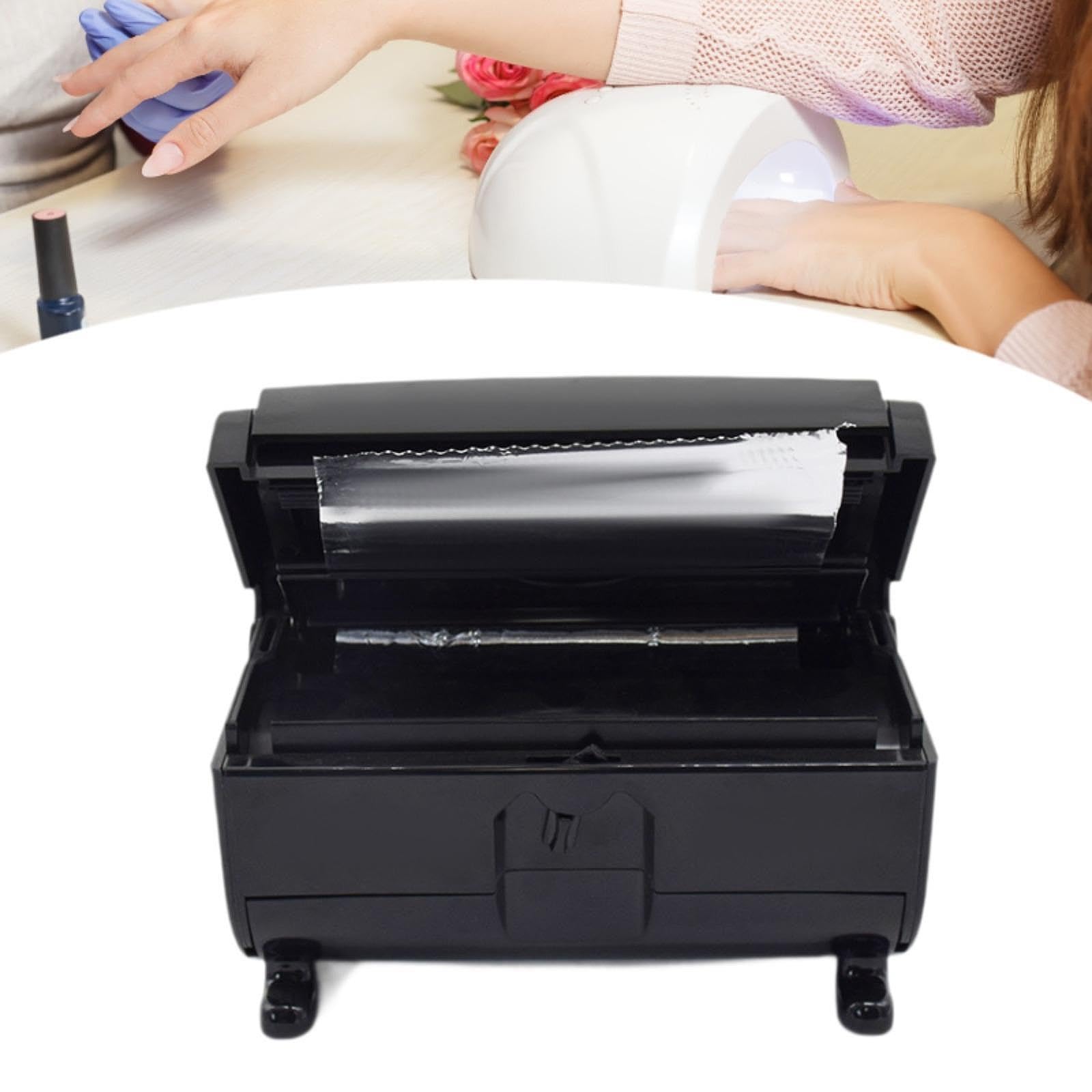 Taglierina per distributore di lamina per capelli multifunzionale per un foglio di alluminio gloss ad alta gloss 17x10x10cm, Nero