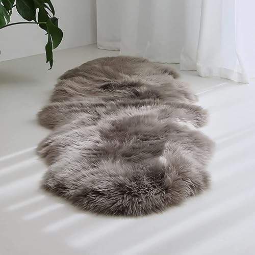 Vista 63 de HUAHOO Alfombra de oveja auténtica de alta calidad, piel de oveja australiana, esponjosa, de lujo, natural, de piel de cordero esponjosa