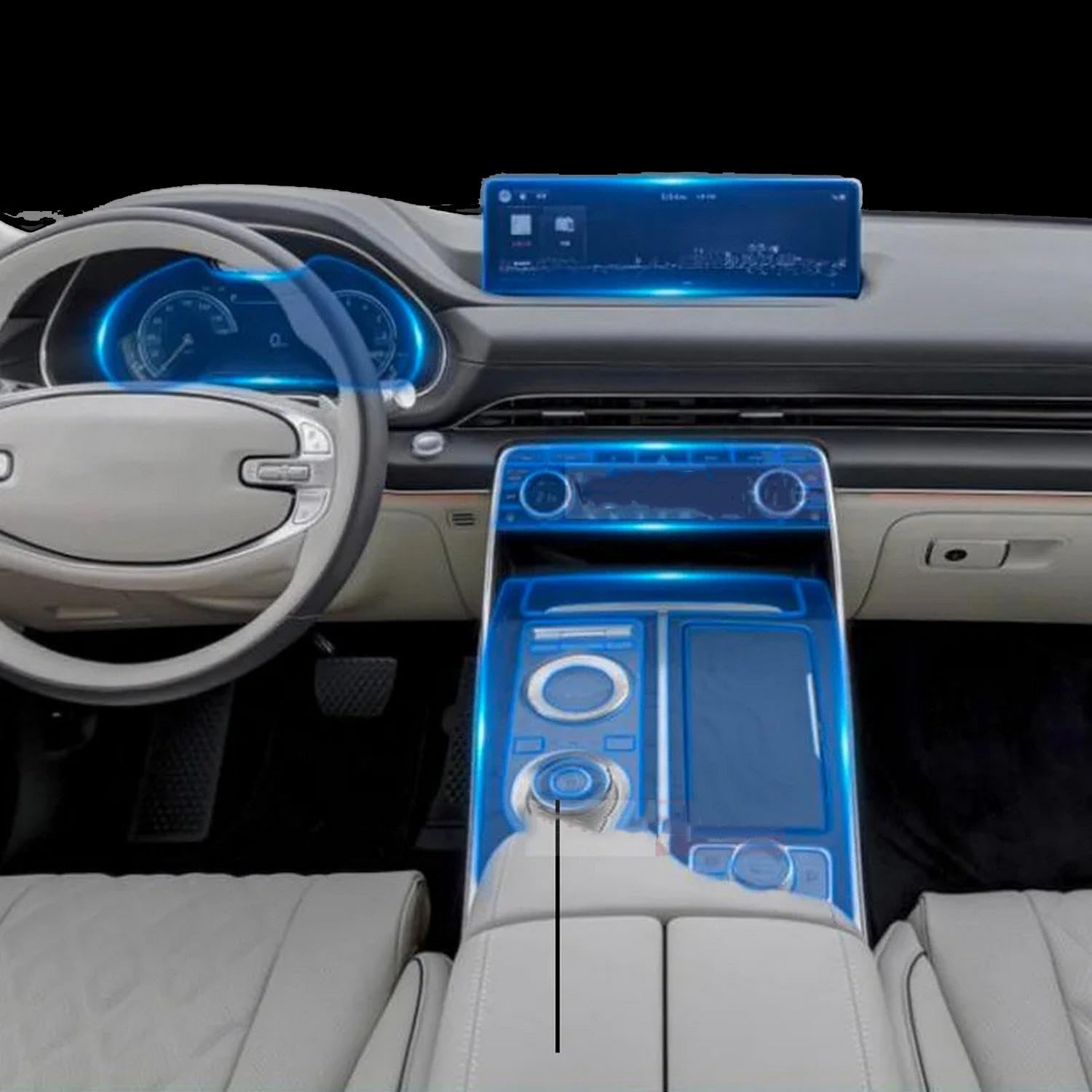 Film protecteur transparent en TPU d'excellence pour l'habitacle de Genesis GV80