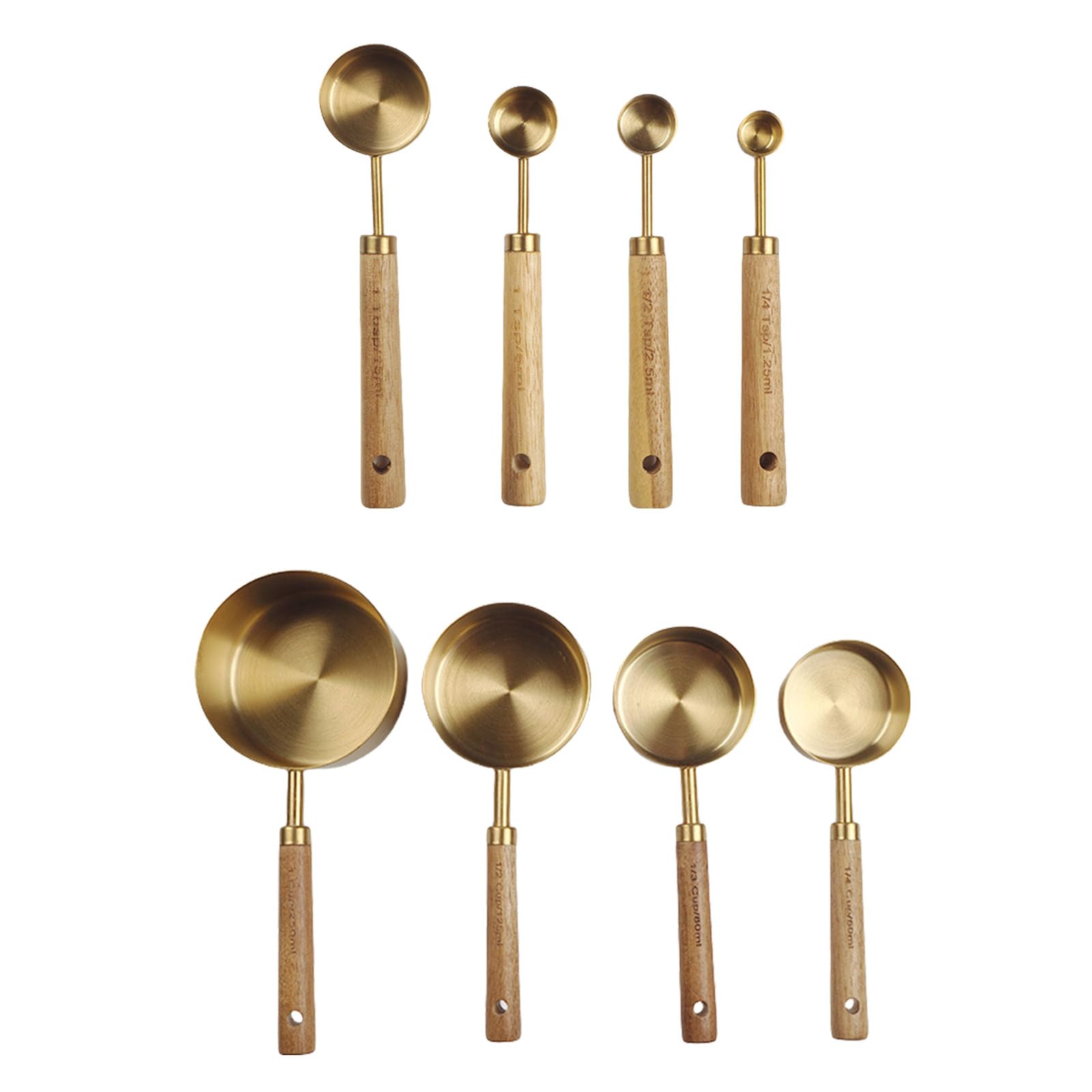 Xinsheinelry 8Pieces Stainless Steel Measuring Cups Measuring Spoons Set Kitchen Tool Suitable for Baking and Cooking Cooking Measurement Accessories