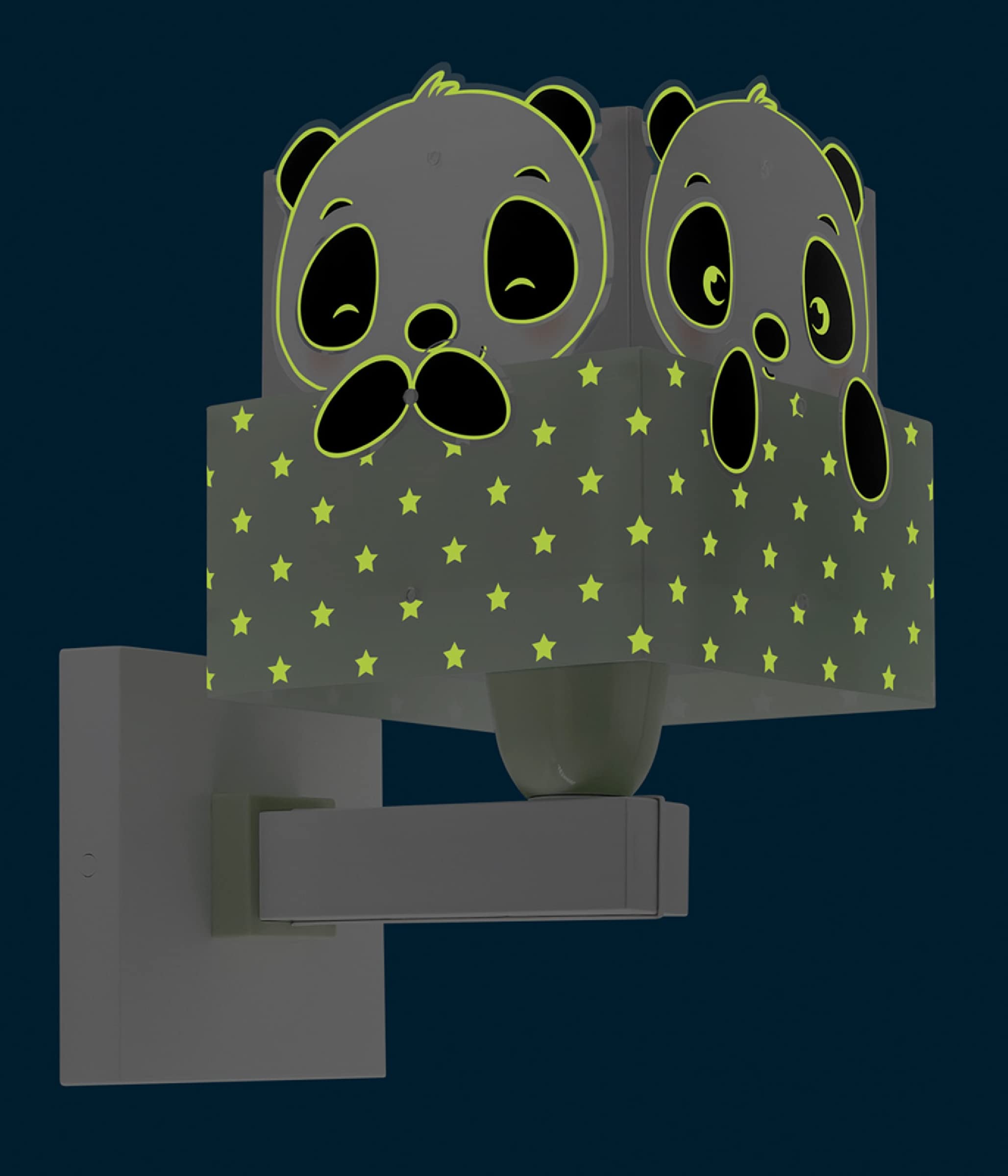 Dalber kinder Wandlampe, Kinderlampe Wandleuchte kinderzimmer Wolken tiere Pandabär Panda Grün, 63169H, E27