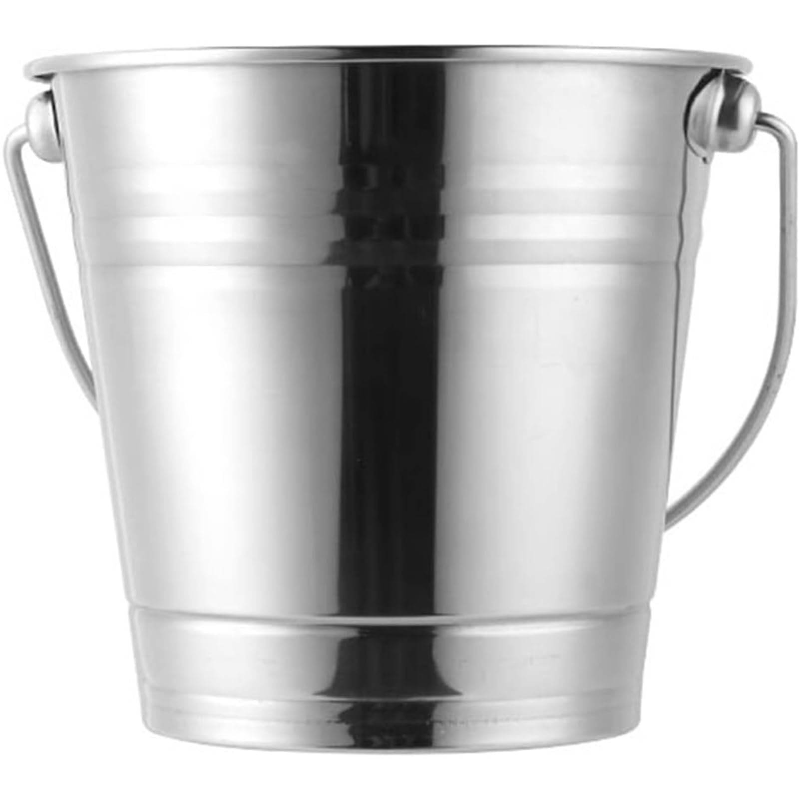 Contenedor de hielo de 2L para vino de acero inoxidable pulido con mango portátil