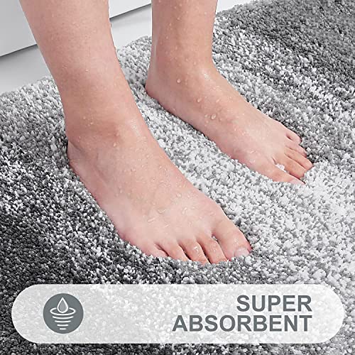 Olanly Luxury Bathroom Rug Mat, Extra Soft And Absorbent Microfiber Bath Rugs, Non-Slip Plush Shaggy Bath Carpet Runner, Machine Wash Dry, Bath Mats For Bathroom Floor, Tub And Shower, 47X24, Grey #TOP3