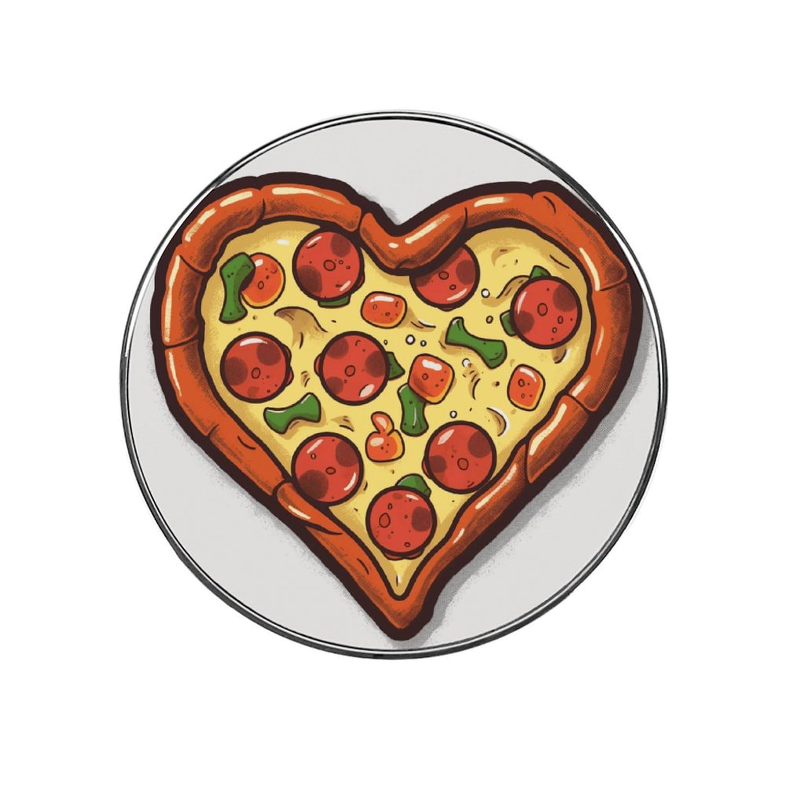 I Love Pizza Heart Customizable Refrigerator Magnets, Strong Magnetic Fridge Stickers, Funny Round Decorative Fridge Magnets for Home Kitchen, Whiteboard, Locker, and Office