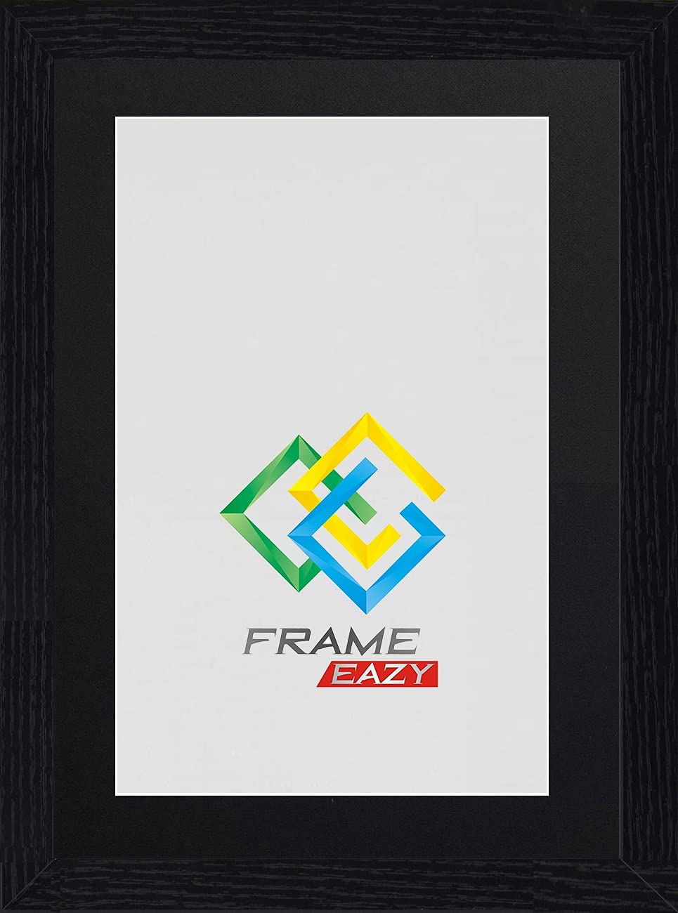 FRAME EAZY Modern Black Photo Picture Frame Poster Certificate Frames with Black Mount – 70x50 For 60x40cm Picture