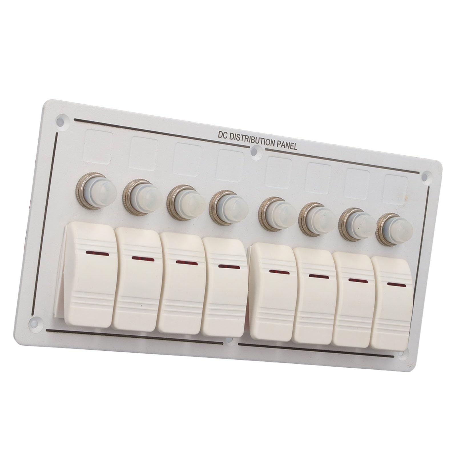 Switch Panel with Red LED, 8 Gang Aluminum Alloy Switch Control Panel with Overload Protector, IP65 Marine Switch Panel, Electronicswitch