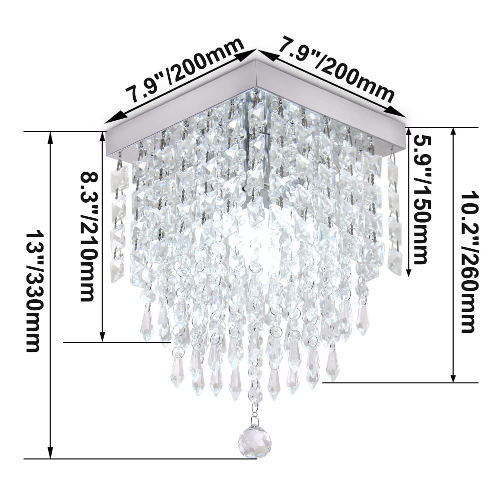 FRIXCHUR Lampadario di cristallo da incasso plafoniera montaggio luci del corridoio plafoniera moderna lampadari di cristallo goccia di pioggia per camera da letto sala da pranzo cucina base E14