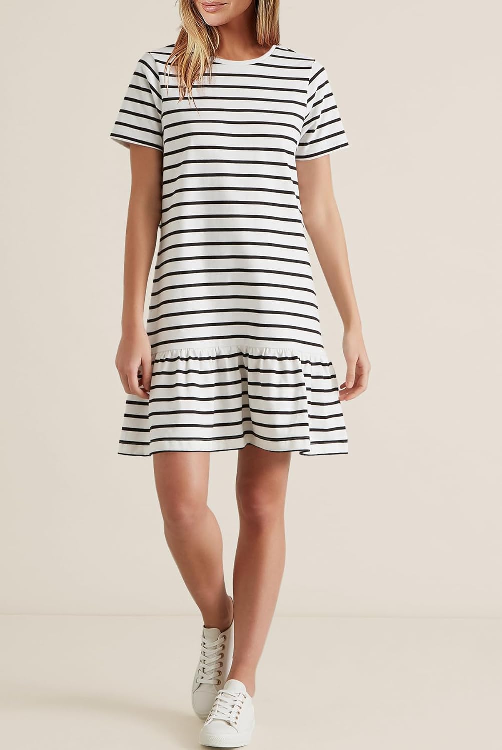 MITILLY Women's Casual Summer T Shirt Dress 2026 Striped Loose Short Sleeve Tunic Dress with Pockets - Image 3