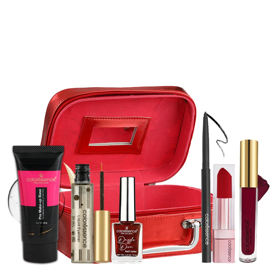 COLORESSENCE Bridal Bling Kit | Time to Prime Makeup Primer | LipStay Transfer Proof Lip Color | Dazzle Diva Shimmer Nail Paint | Shimmer Gel Eyeliner | Eternal Matte Sindoor | Ipop Kajal