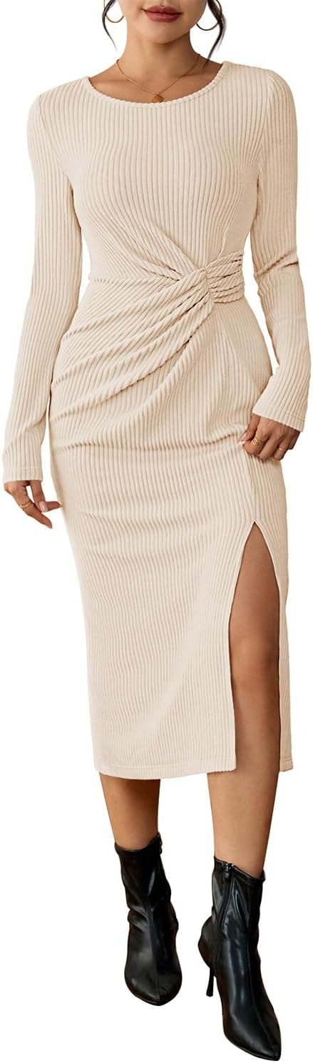 Pink Queen  Womens Bodycon Dress Ruched Front Slit