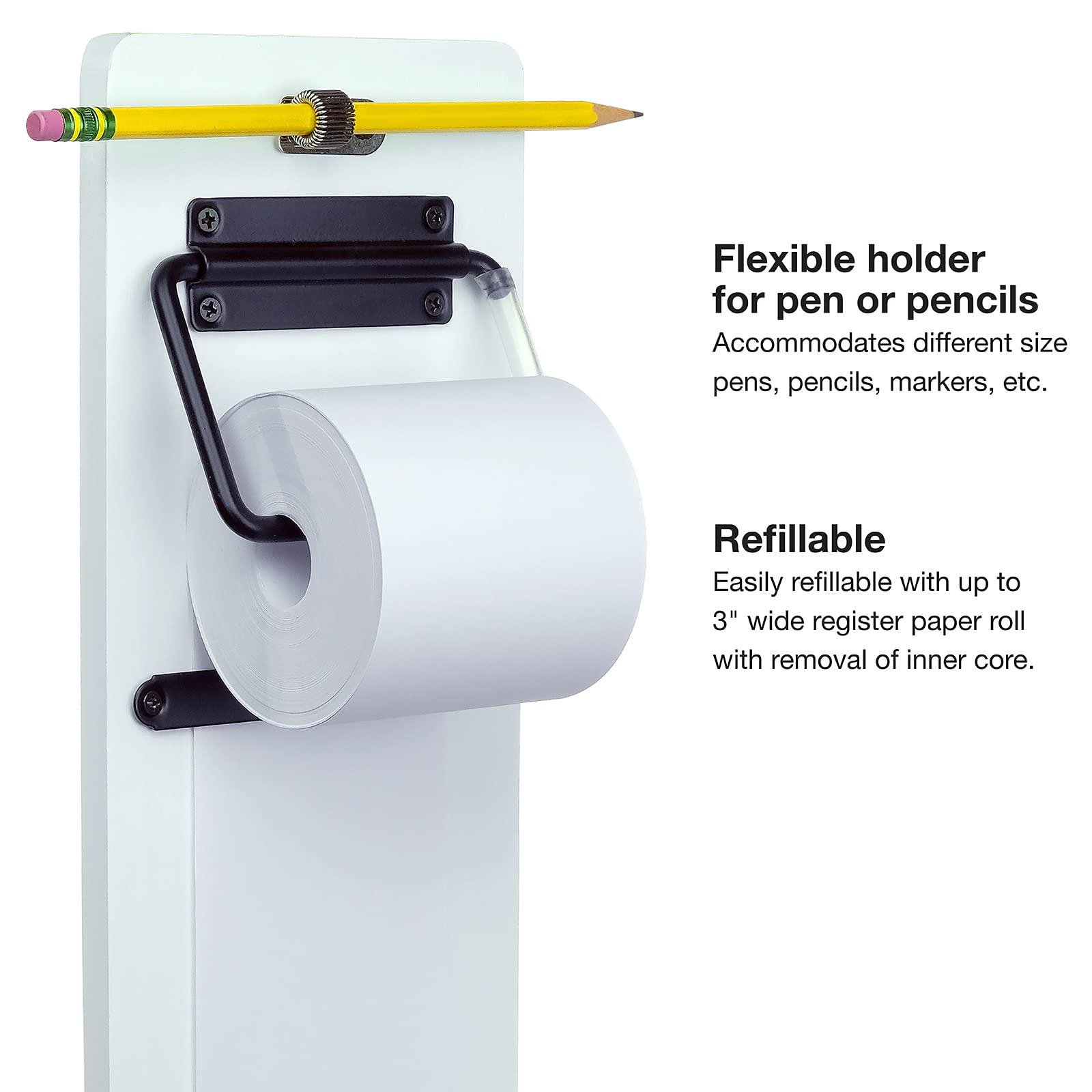 Excello Global Products Dispensador de Papel de Notas montado en la Pared con un Rollo de Papel de 160 pies Incluido (Blanco)