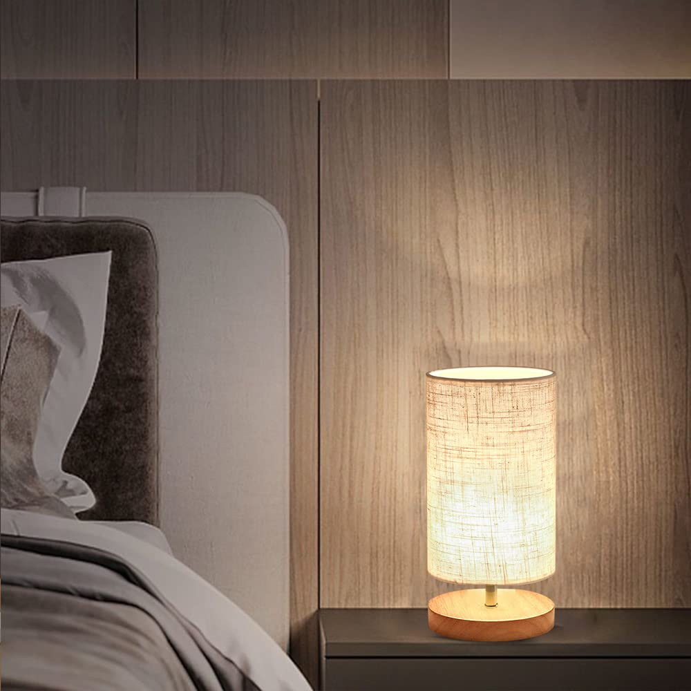 Lampada Da Tavolo DEECOZY In Legno E Lino - Con USB, Luce Fredda 6500K, Per Camera E Soggiorno - Foto 2