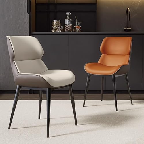 Miniatura 2 de YVYKFZD Juego de sillas de comedor, sillas de cocina de piel sintética, silla de comedor sin brazos con patas de metal y respaldo curvo, silla