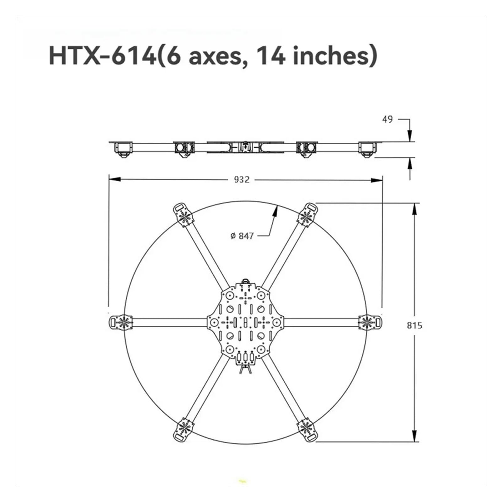 Kit de marco hexacóptero de 14 pulgadas con brazos desmontables | Marco de mejora para dron con diseño de 14 pulgadas