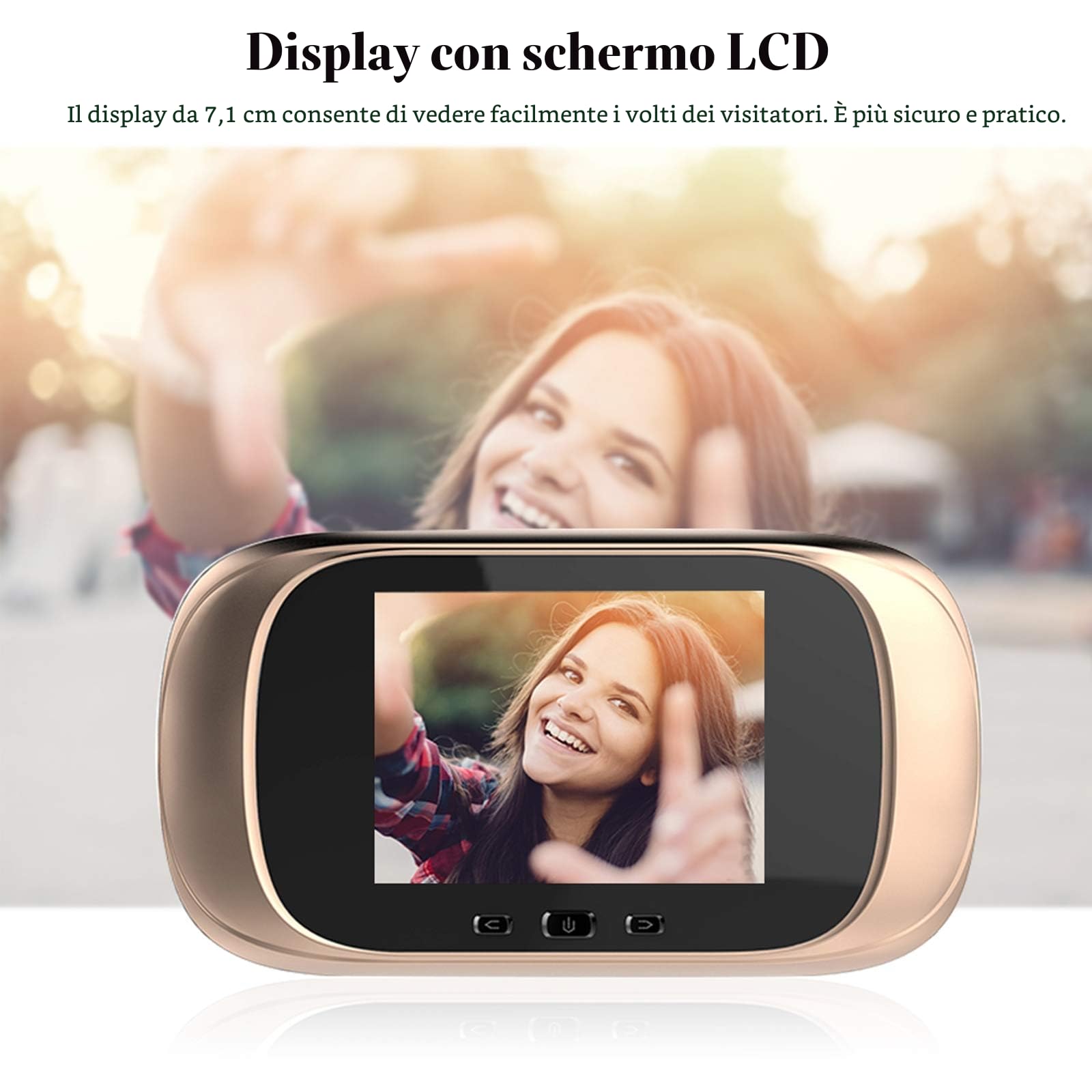 Spioncino Digitale per Porta con Schermo LCD da 2,8 Pollici, Supporto Visione Notturna Servizio Fotografico, Videosorveglianza Digitale Della Porta per Home Security (Oro)