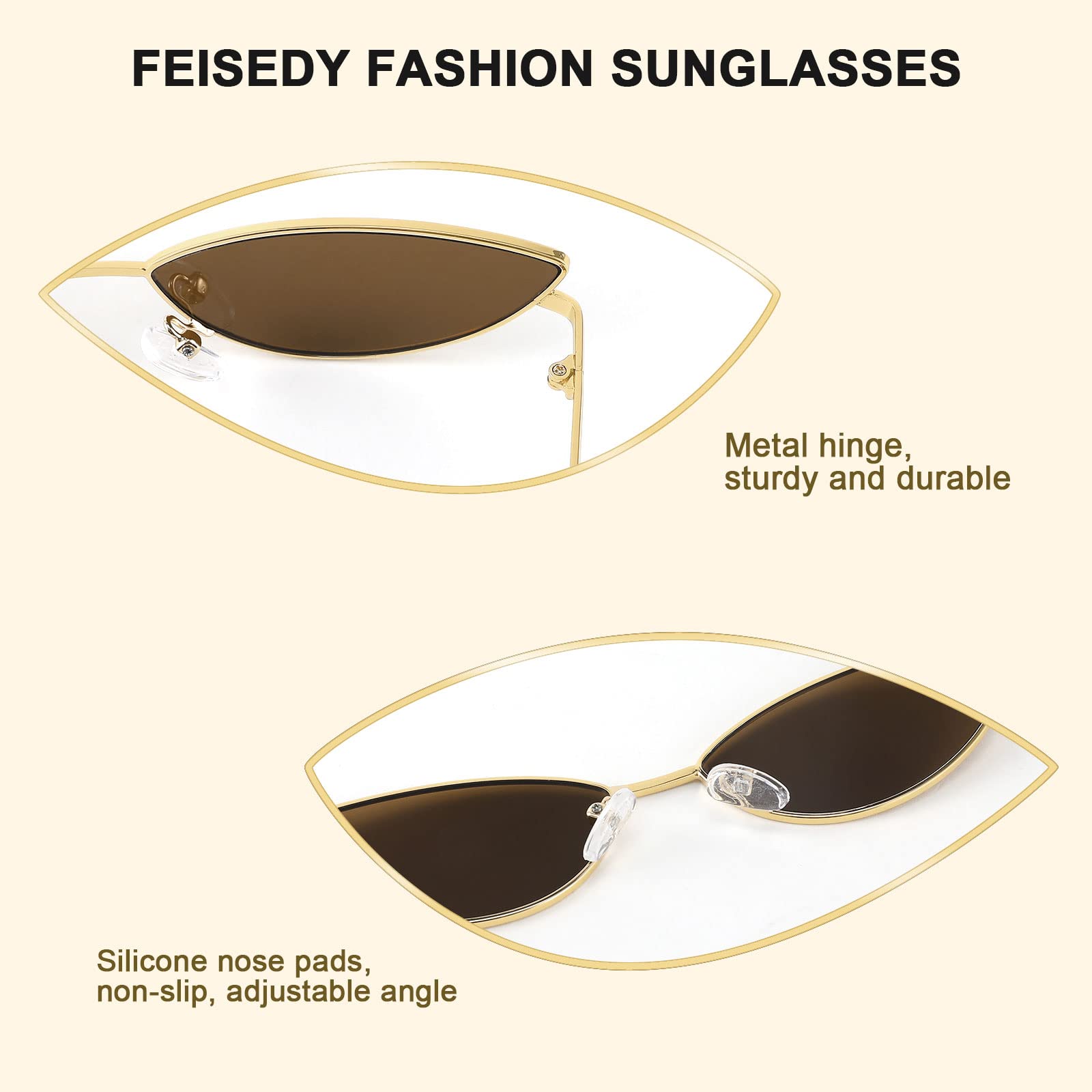 FEISEDY Fashion Designer Sunglasses Retro Small Petals Shape Arc Temple Design B2298