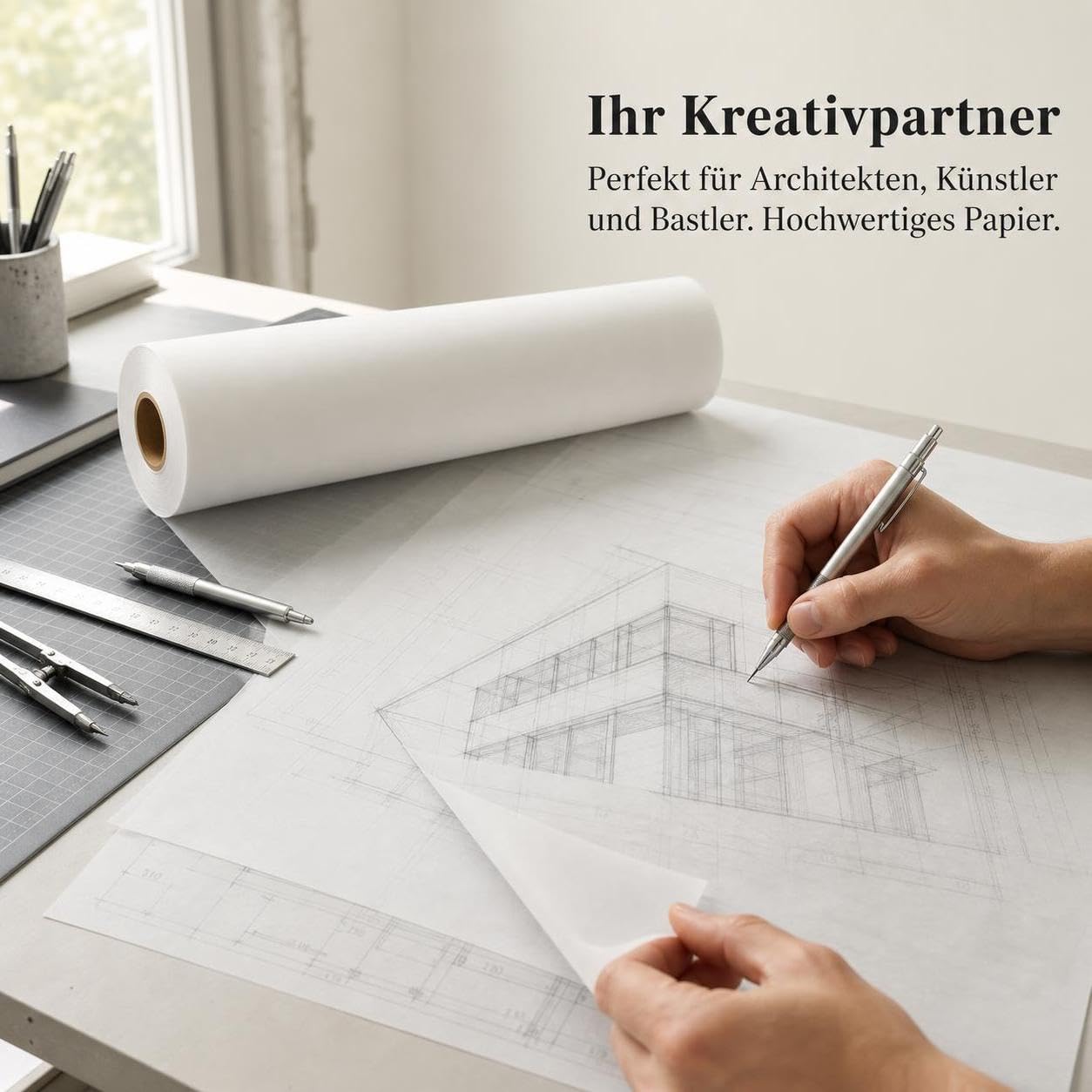 Transparentes Transparentpapier Rolle Zeichenpapier Skizzenpapier Schnittmusterpapier mit Reißfester Verarbeitung Und Gleichmäßiger Struktur für, size to 4