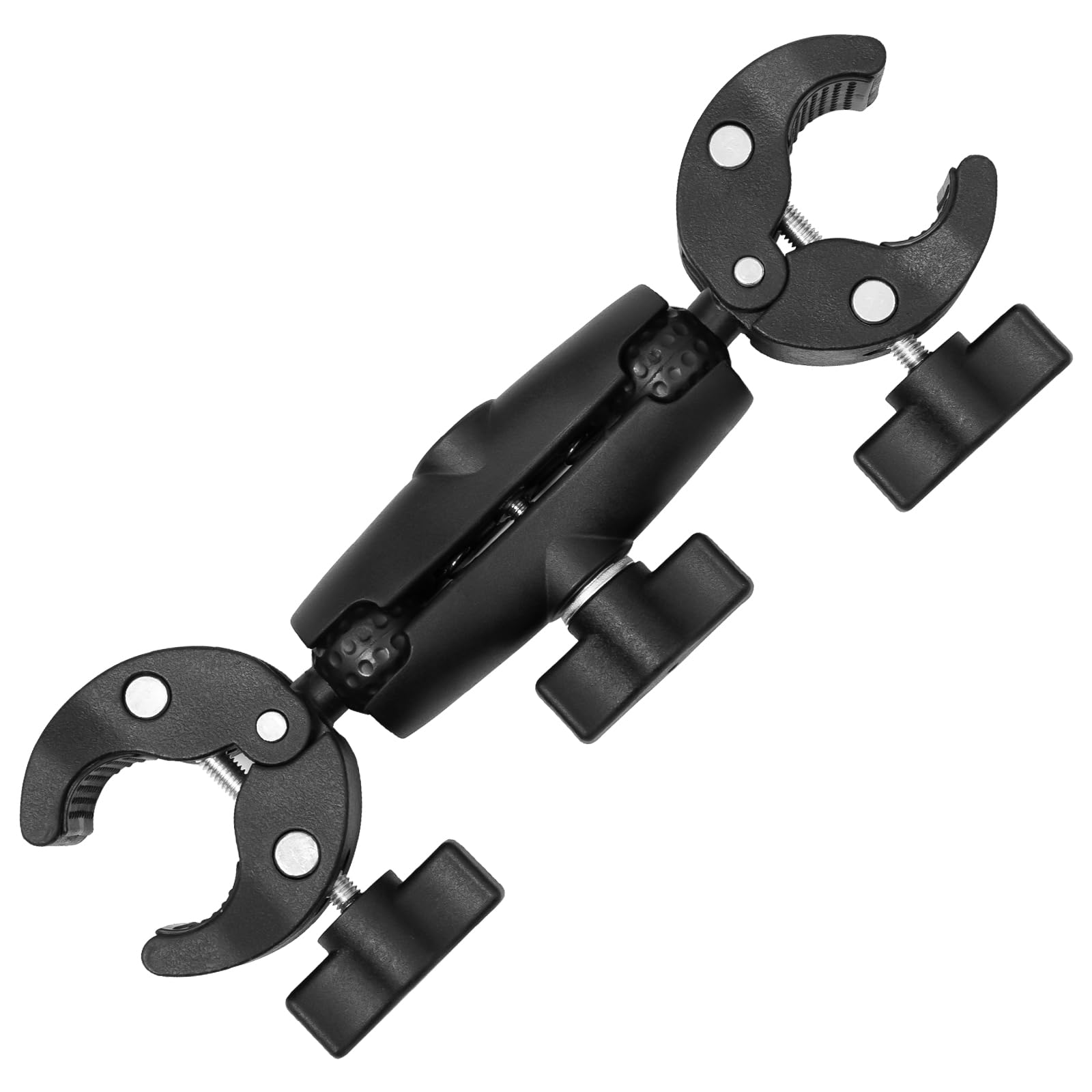 Morsetto Doppio Supporto Action Camera con Testa a Sfera Doppia a 360° Supporto Morsetto per Fotocamera per riflettore fotografico per manubrio di motociclette e biciclette