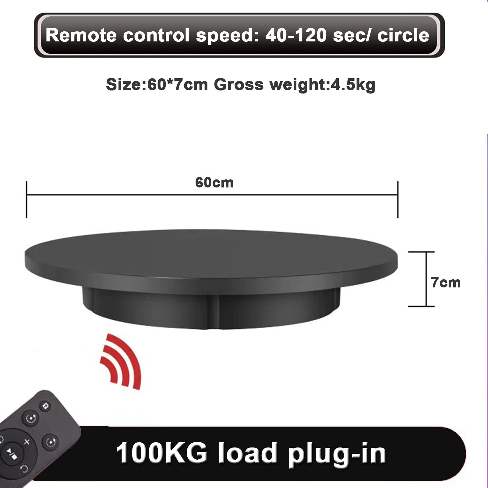 Espositore rotante motorizzato per fotografia di prodotti, capacità di 99,8 kg, con telecomando e 5 sfondi in PVC, 60 cm, ideale per vetrine ed esposizioni