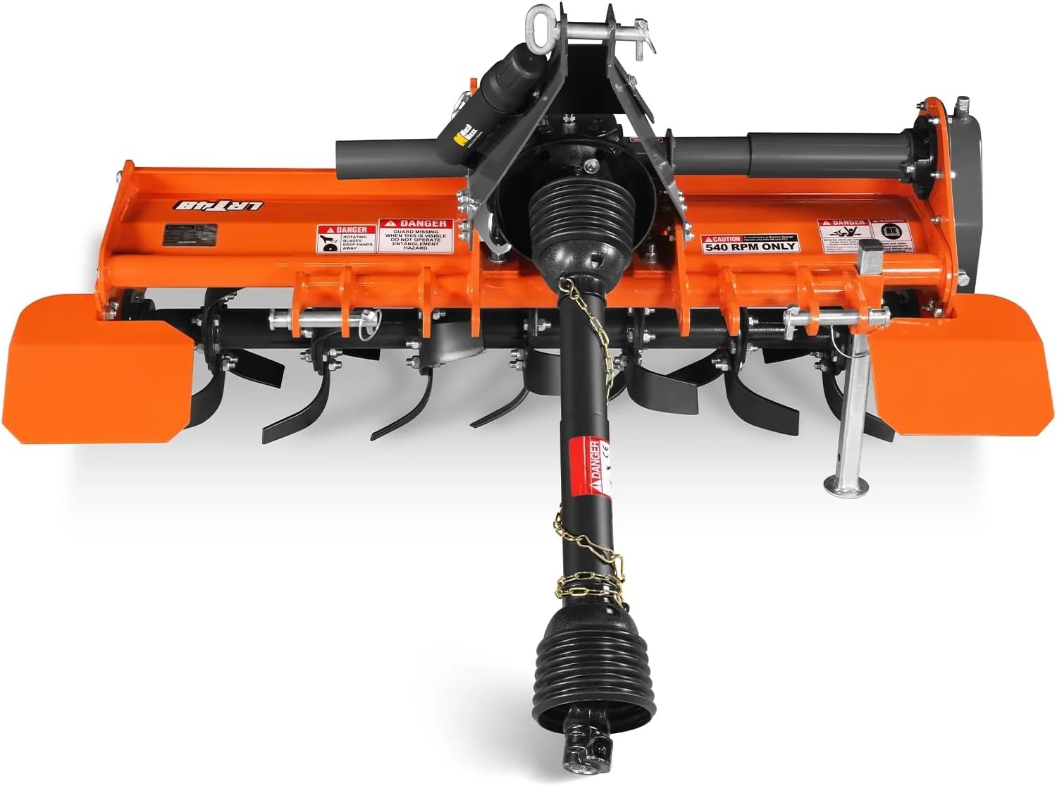 48 in Tractor Rotary Tiller Attachment, 3 Point Hitch Cat.1, Chain Drive, PTO Shaft Included with Shear Bolt, 15–35 HP, LRT48