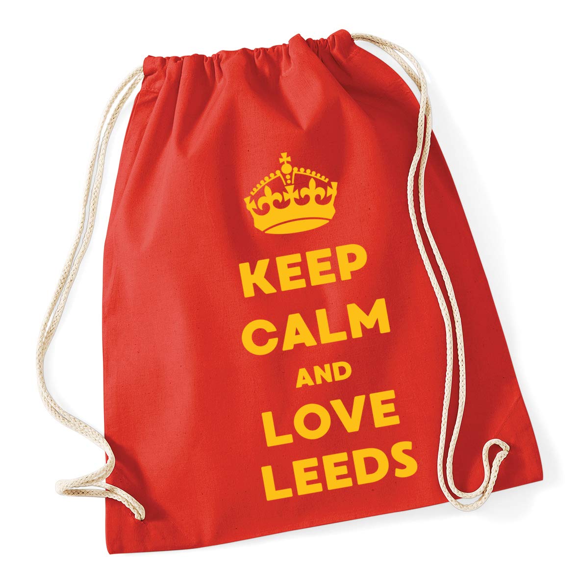 Hippowarehouse Keep Calm and Love Leeds Drawstring Cotton School Gym Bag 37cm x 46cm, 12 litres