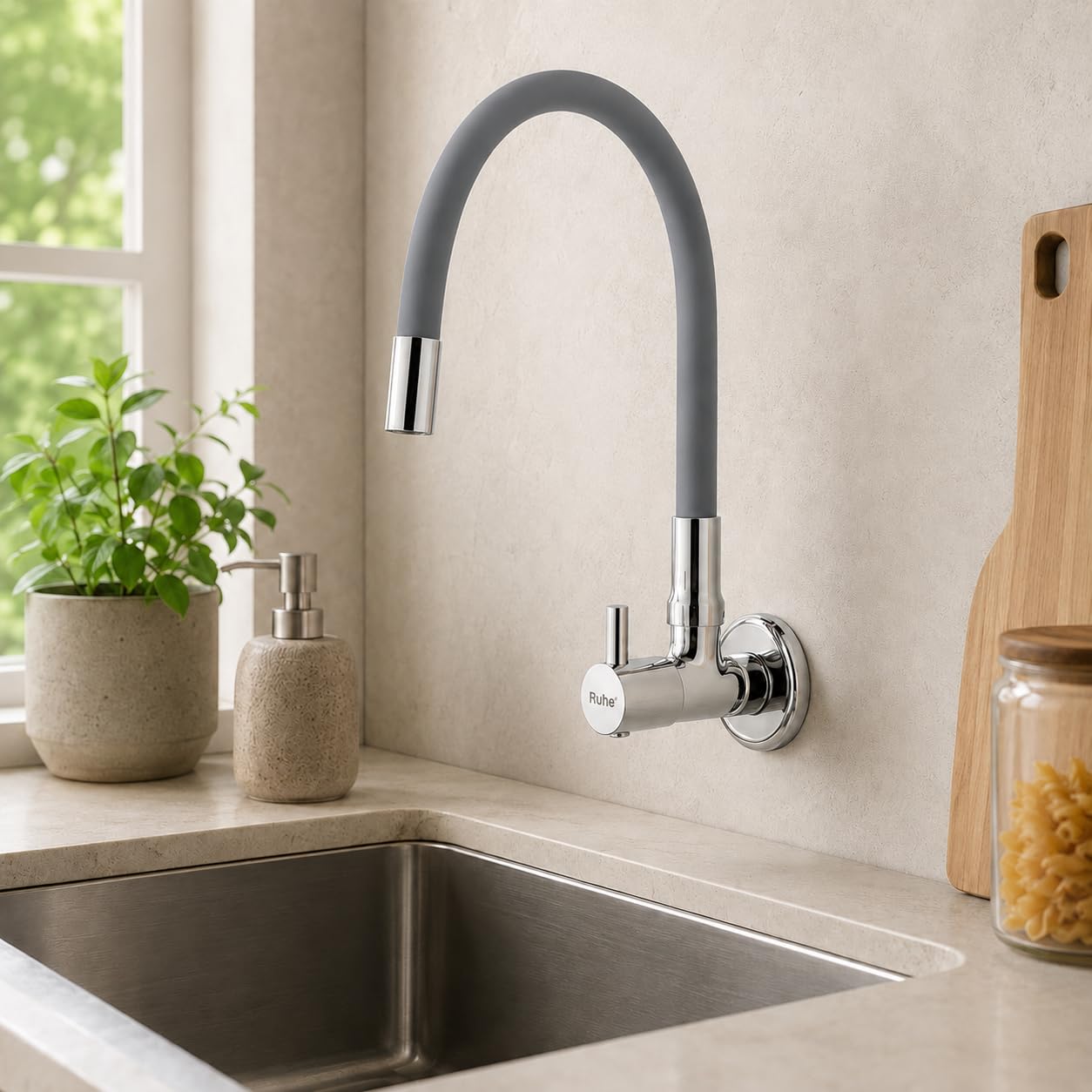 Ruhe Pavo Sink Faucet - 360° Rotating, Grey -5