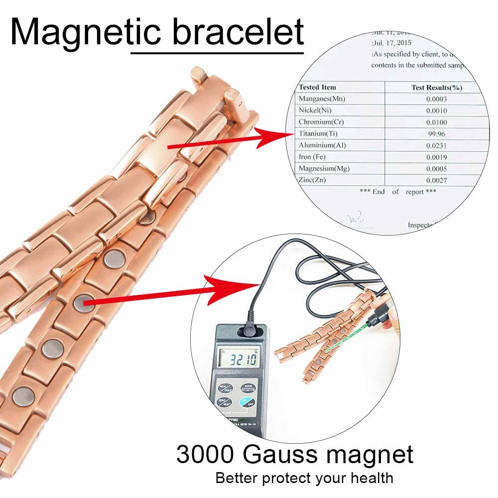 Titan Magnetarmband Herren Starke Magnete 3500 Gauss Magnet Armband Germanium mit Einstellungswerkzeug und Geschenkbox (Schwarz) geschenk zum vatertag