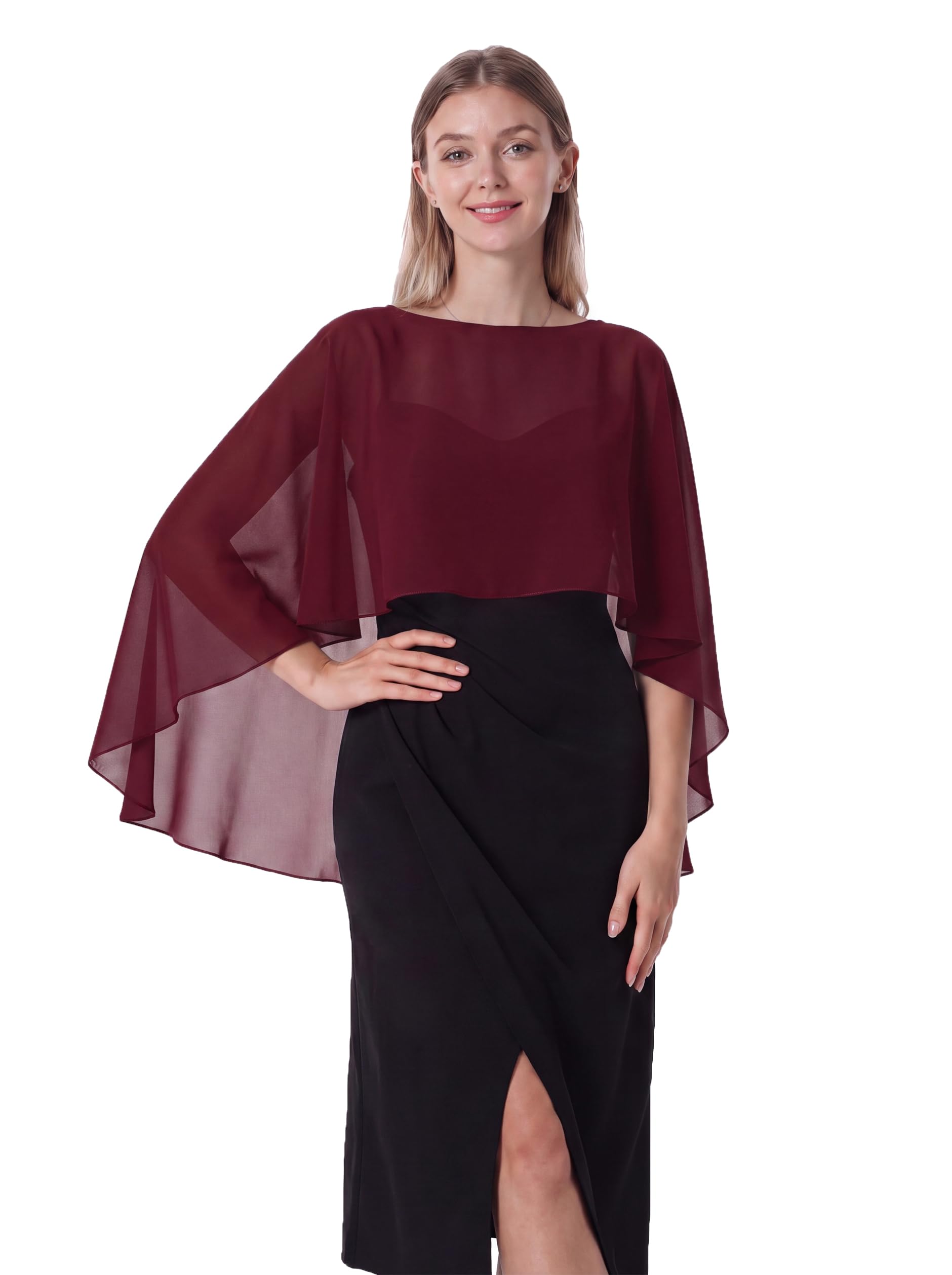 Shawls and Wraps for Evening Dress Sheer Chiffon Cape Capelets for Women | Lightweight Cl…