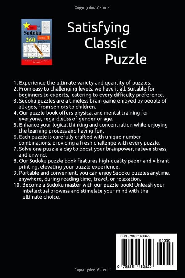 Vista 2 de Star Sudoku 6x9inch Normal-3 260 Puzzles 6x9inch,9x9,2x3