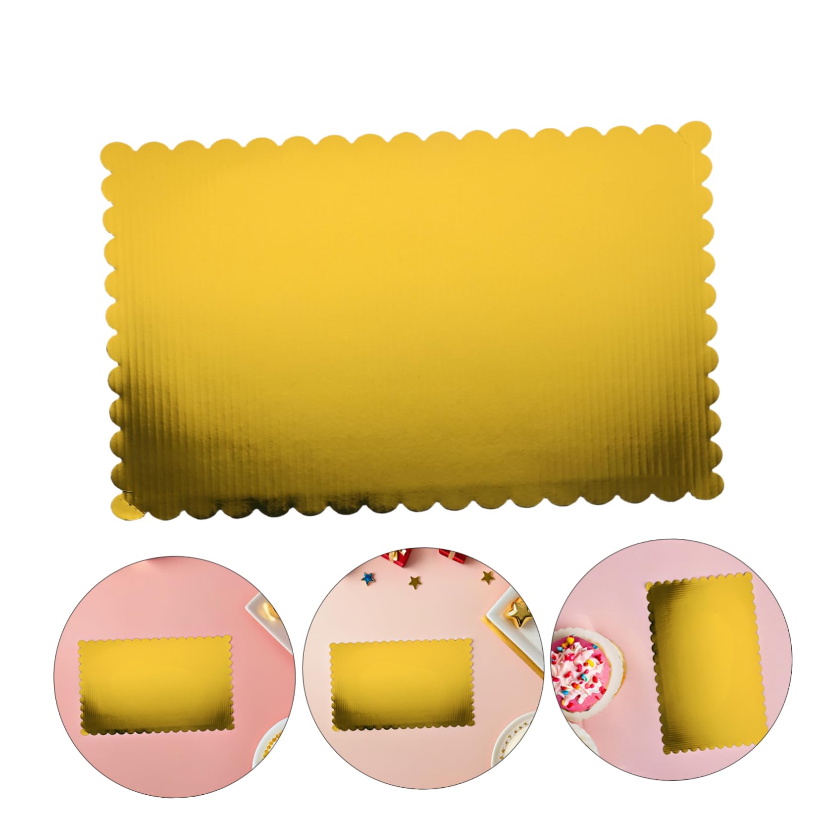 Didiseaon 20pièces Plateau à Gâteau Ondulé Carton Plateau De Présentation Rectangulaire pour Pâtisserie Et Fête Lot