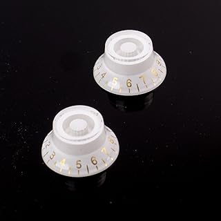 2x Universal LP top hat bell Style Guitar Speed Knobs,White/gold type