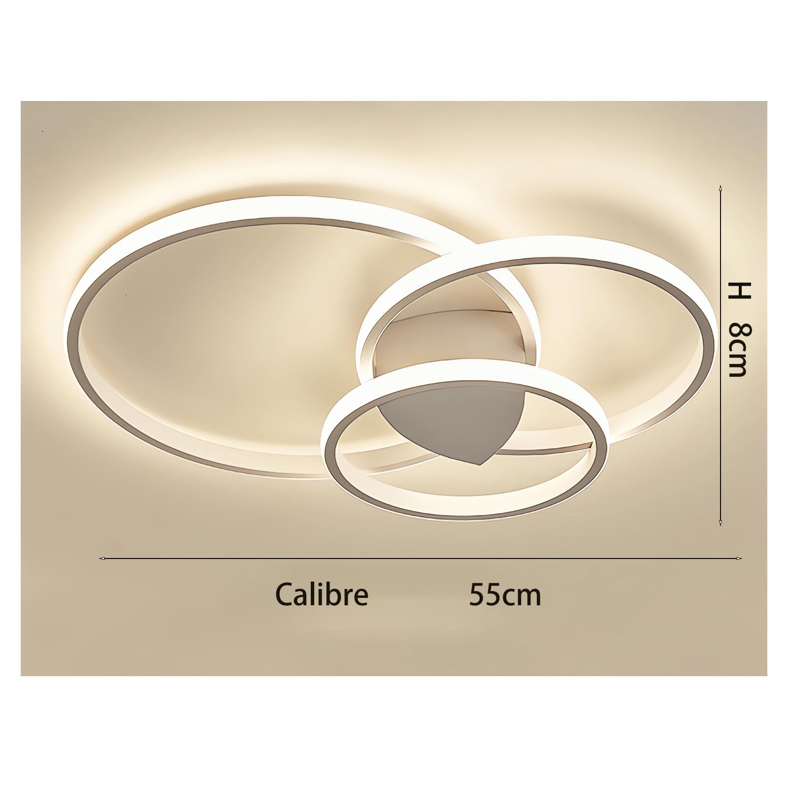 Nowoczesna lampa sufitowa LED okrągła Ściemnialne lampy sufitowe LED z pilotem 2 rozmiary 36W-54W Lampa sufitowa LED do przedpokoju biura sypialni kuchni salonu sypialni lampy sufitowe (Biały, 55CM)