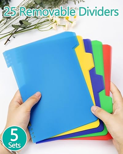 Miniatura 8 de Paquete de 5 cuadernos en espiral de 5 materias de tapa dura con 25 divisores extraíbles, 160 páginas80 hojas cada uno, A5 (8.5 x 5.7 pulgadas) con