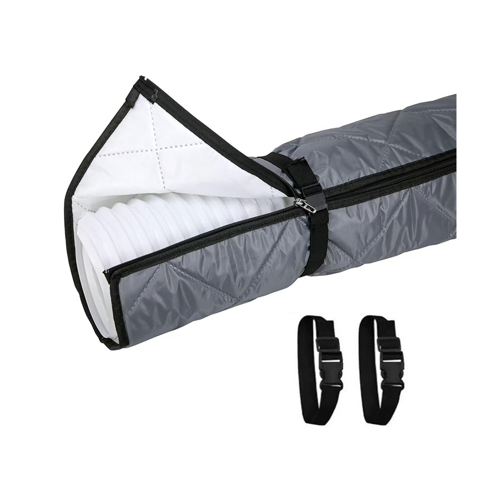 Shiketong AC Exhaust Hose Cover Adjustable Straps Air Conditioner Hose Cover Heat Insulation With 2 Buckle(Grey Zipper)