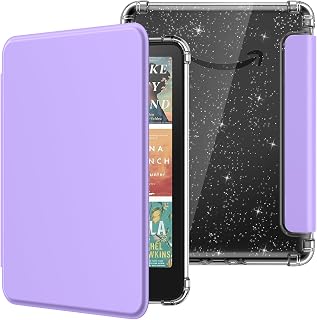 MoKo Case for All-New 7" E-Reader 12th Gen 2024/2025,Ultra Clear Soft Flexible Glitter TPU Back Cover Light Shell with Auto Wake/Sleep, Not fit BOOX & Kobo, Lilac | Clear Kindle Case for Kindle Colorsoft 2024/2025, Flexible Clear Soft TPU Back Cover, Light Shell with Auto Wake/Sleep