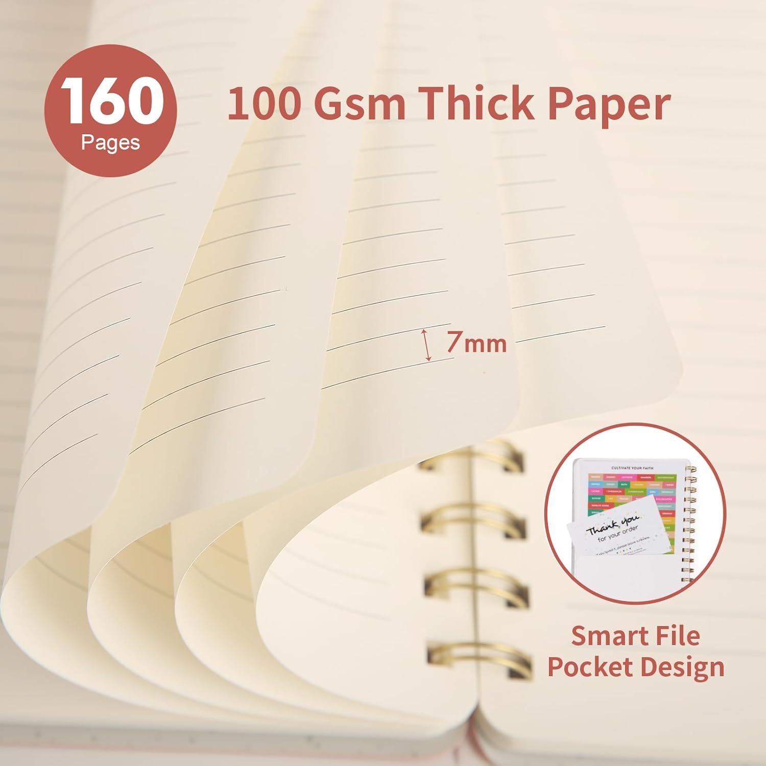 Spiral Notebook-5.75" x 8.125" College Ruled Journal with Inner Pockets and 160 Pages,PU Leather Cover Business Journal, Twin-Wire Binding Notebook Perfect for Office & Home School Supplies 3 pack Reefblue/Green/Brown