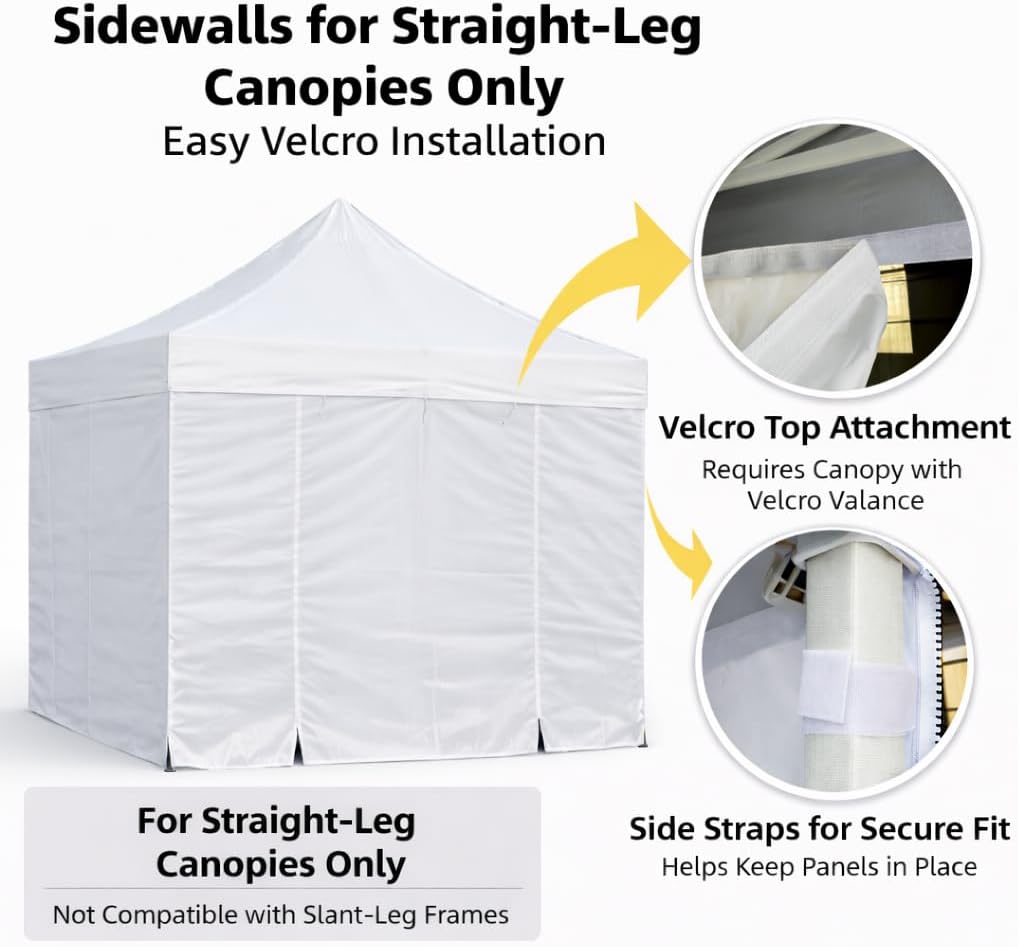 LIUJIAYI 10x10 ft Canopy Sidewalls Only, 4-Pack with Zipper Door, Waterproof 300D Polyester, High UV Protection, Replacement Sidewalls for Pop Up Canopy (No Frame or Top), White