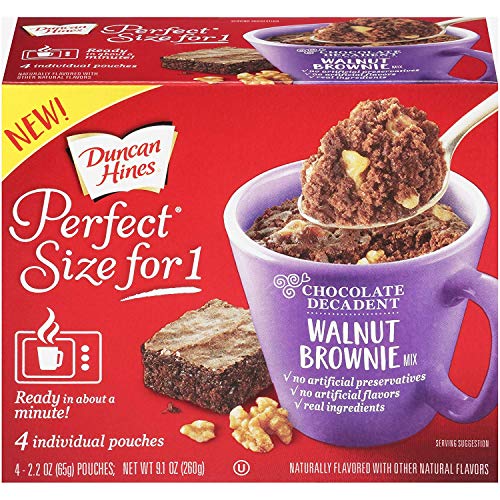 Duncan Hines Mug Cakes Walnut Brownie Mix, 4 - 2.2 OZ Pouches