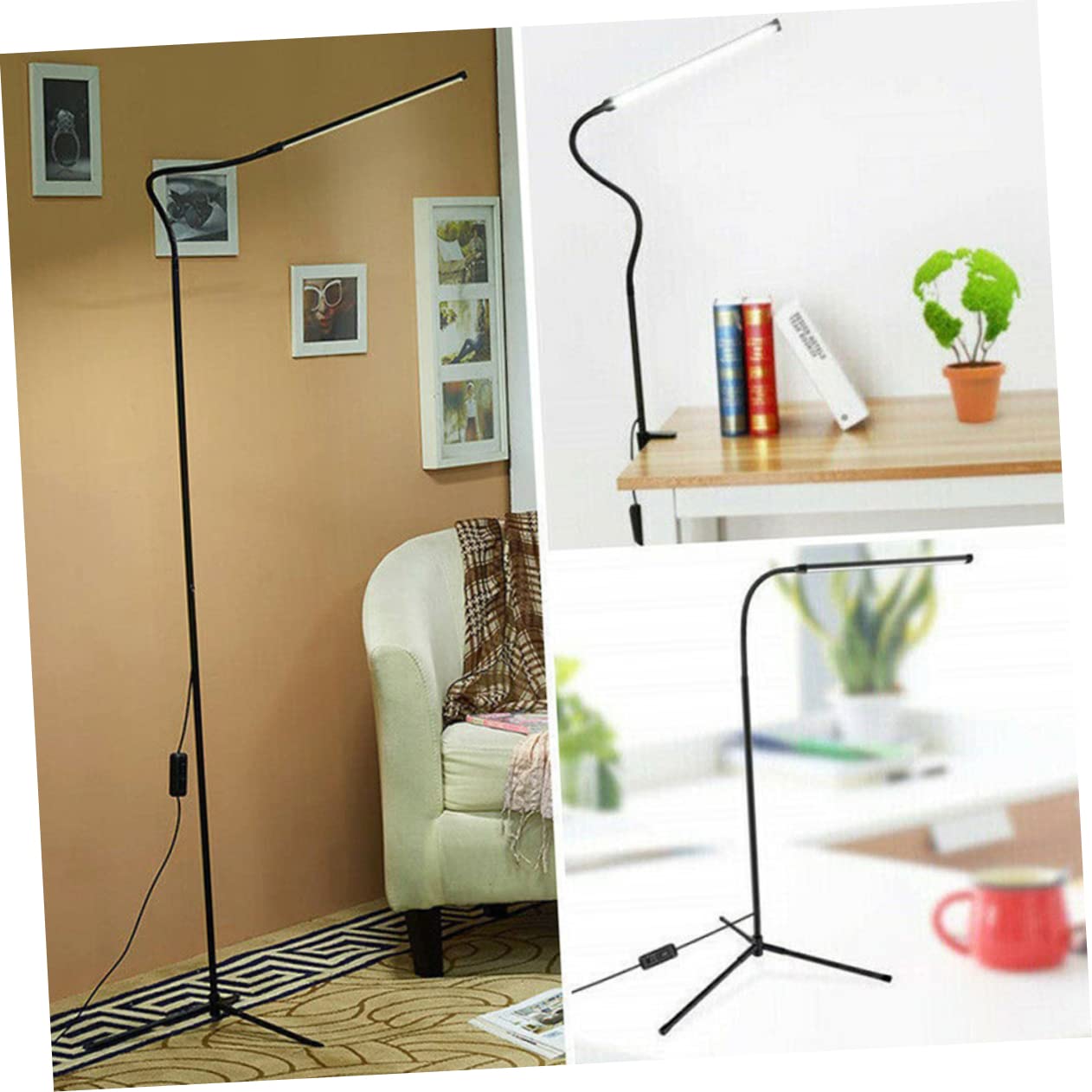 OSALADI Lampada da Lettura Luce senza Abbagliamento Dimmerabile con Clip LED Braccio lungo Flessibile, Alimentazione Usb Nero per Scrivania e Libro
