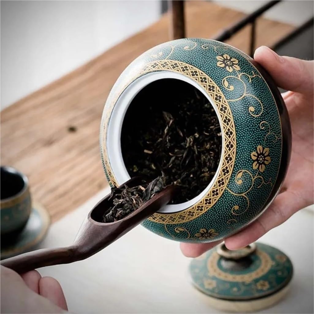 SONGCHAO Sugar Jar Ceramic Storage Jar Tea Jar Household Large Capacity Nut Kitchen Storage Jar with Lid Loose Leaf Tea Storage Jar Tea Canister (Color : A)